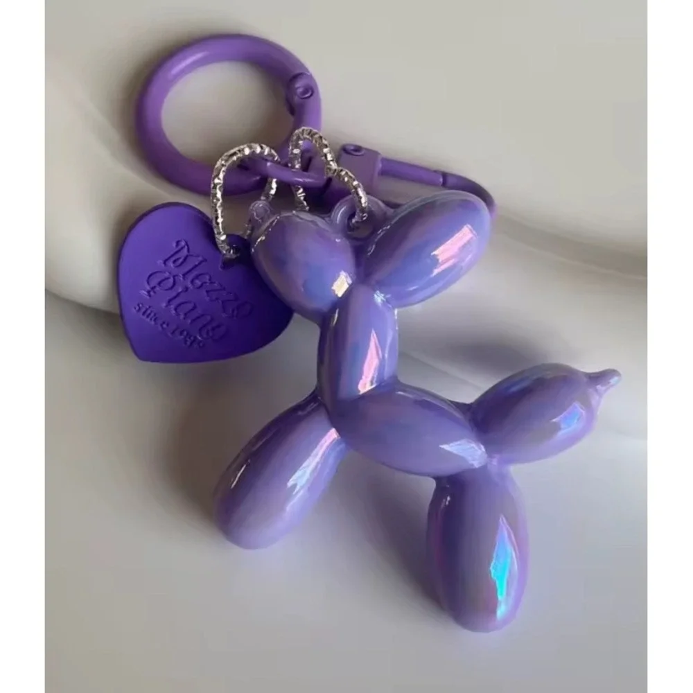 NEW Iridescent‎ Purple Balloon Dog Keychain Purse Charm Y2K